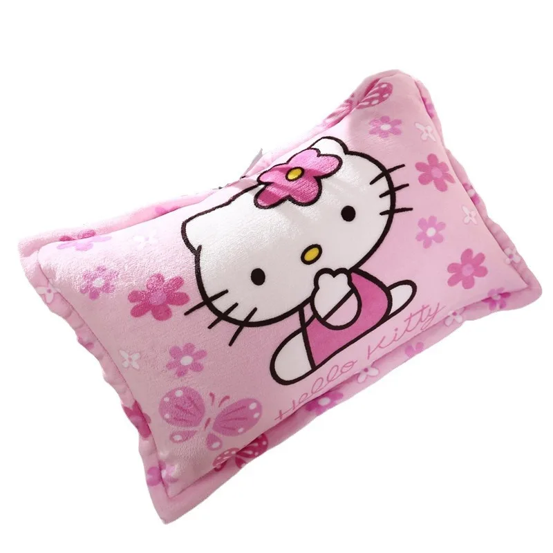 Almofada de pelúcia de caráter anime, fronha de lã, cama doméstica, Hello Kitty, Sanrio, desenhos animados, inverno, 1 par