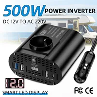 400W/500W/1500W Car inverter DC 12V to AC 220V converter, 3USB 2.0 and 1USB QC3.0 European standard socket