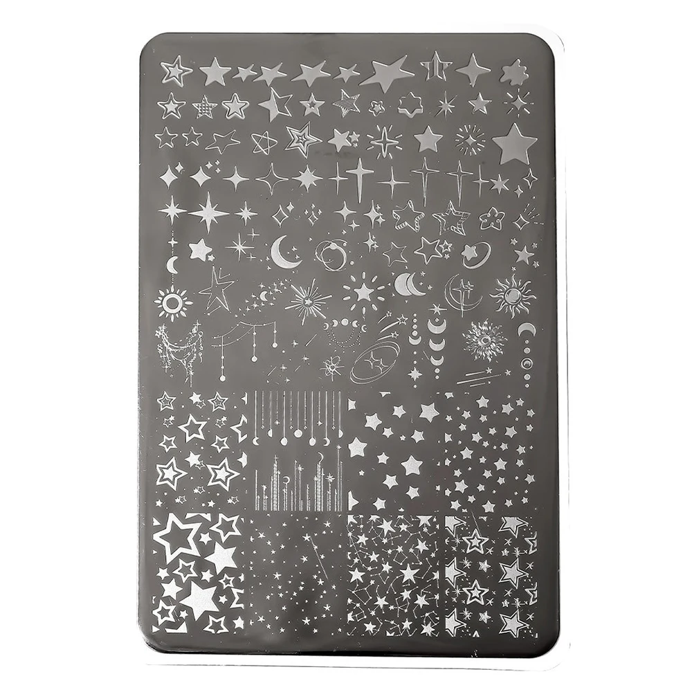 14.5x9.5 Cm Moon Stars Stencils Multi Shaped Stars Nail Art Stamping Plates for Nail Art Stamp Image Printed Manicure DIY Tools