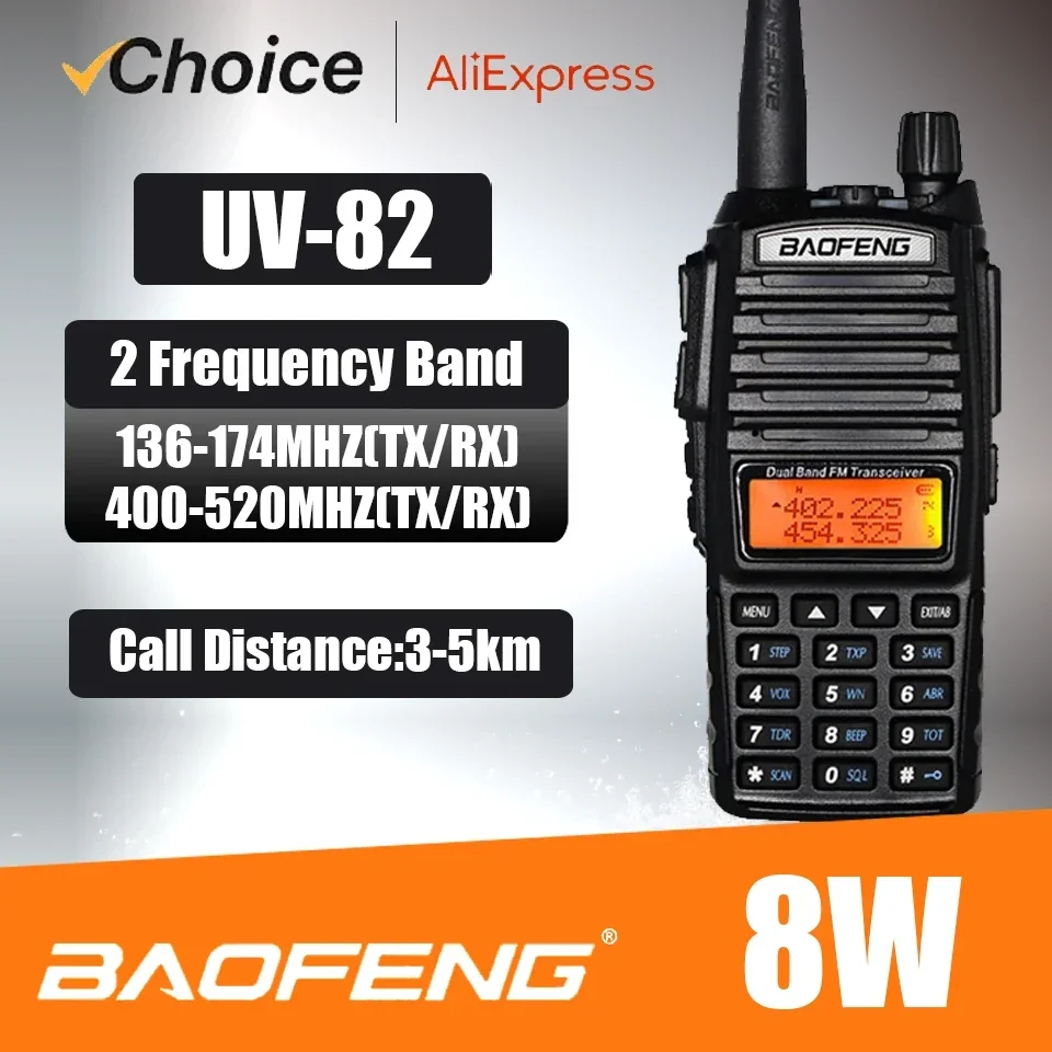 

Baofeng Official Store UV-82 Walkie Talkie Real 5W 8W Ham Radio Comunicador Dual PTT Long Range 2 Way Portable FM Amateur Radio