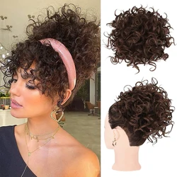 Grande sopro bagunçado cabelo bun para mulheres, cordão elástico, onda solta, extensão de rabo de cavalo encaracolado, cabelo sintético chignon, uso diário