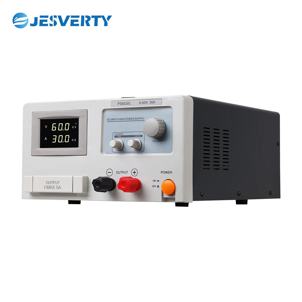 

PS6030C 1800W Switching DC Power Supply 0-60V 0-30A Adjustable Benchtop Unit with Knob 1800W Switching DC Regulated Power Supply