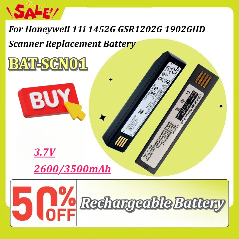 New BAT-SCN01 3.7V 2600/3500mAh Li-ion Rechargeable Battery For Honeywell 11i 1452G GSR1202G 1902GHD Scanner Replacement Battery