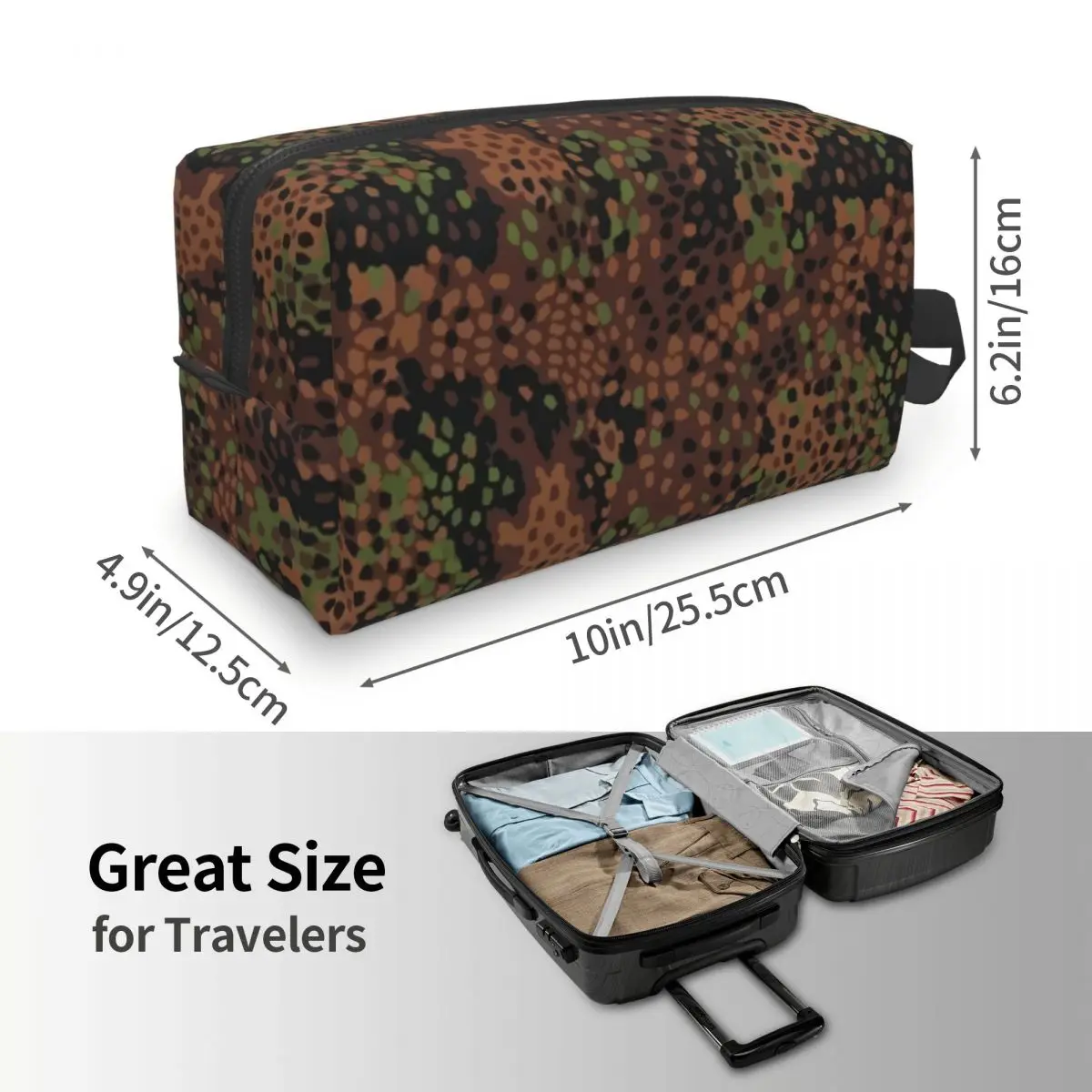 Erbsenadvertising-Trousse de toilette personnalisée Pea Dot Camo, trousse de maquillage cosmétique, trousse de rangement Dopp, armée militaire allemande CamSolomon