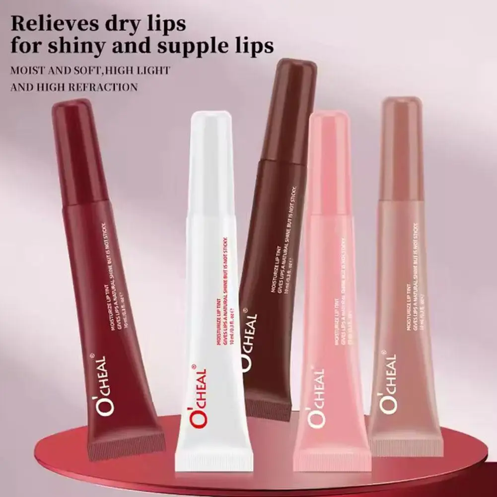 OCheal 5 Colors Lip Gloss Moisturizing Shiny Liquid Lip Plumper Hydrating Lipstick Clear Lip Care Beauty Tinted Lipstick Beauty