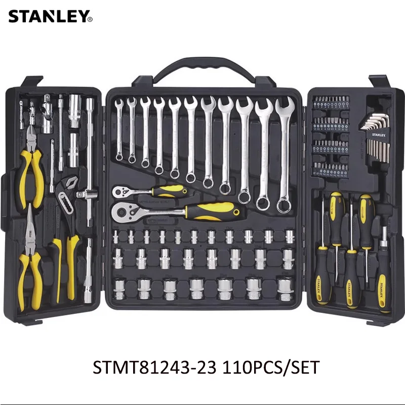 Stanley STMT81243 110-piece combined tool box multi funcation hand tool set kit mechanics auto car bike motocycle repair tools