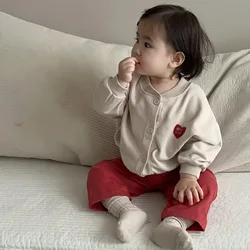 2024 outono novo bebê manga longa conjunto de roupas menino menina casual cardigan casaco + calças 2 pçs terno infantil da criança jaqueta outfits