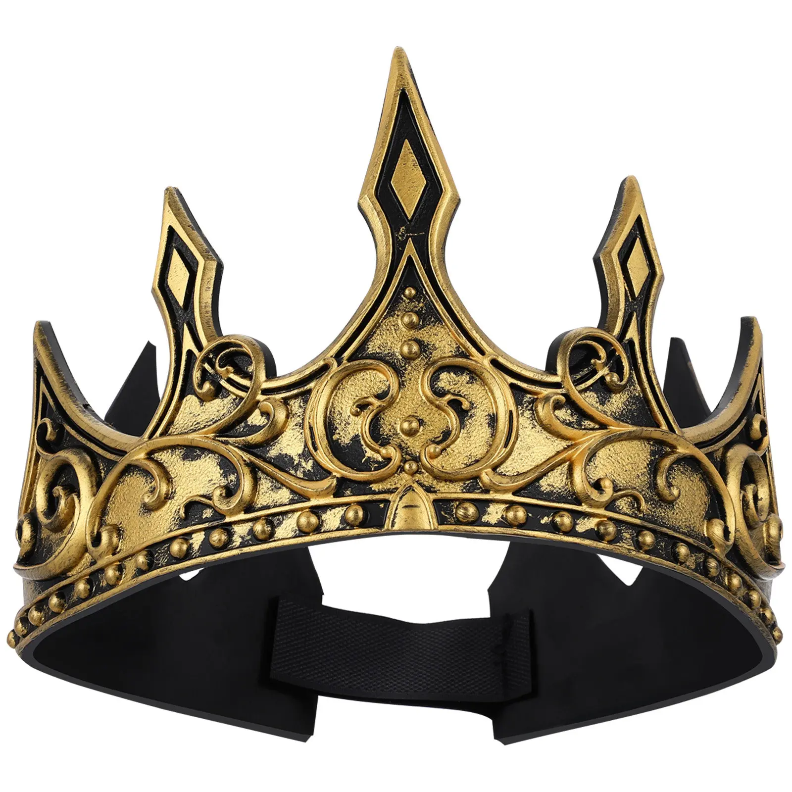 

Royal King Crown Royal Medieval Vampire Goth King Crown Halloween Prom King Headband With Elastic Band Cosplay Perform Headdress