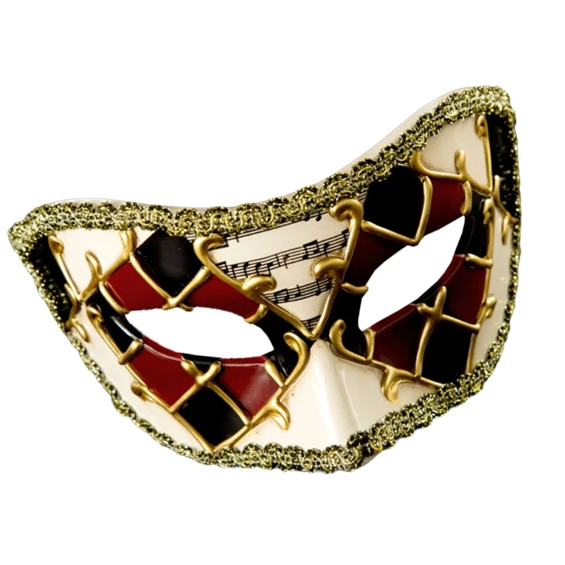 Sophisticated Half Face Party Mask Styles Checkered Lace Eyemask for Masquerade Parties Costume Accessory