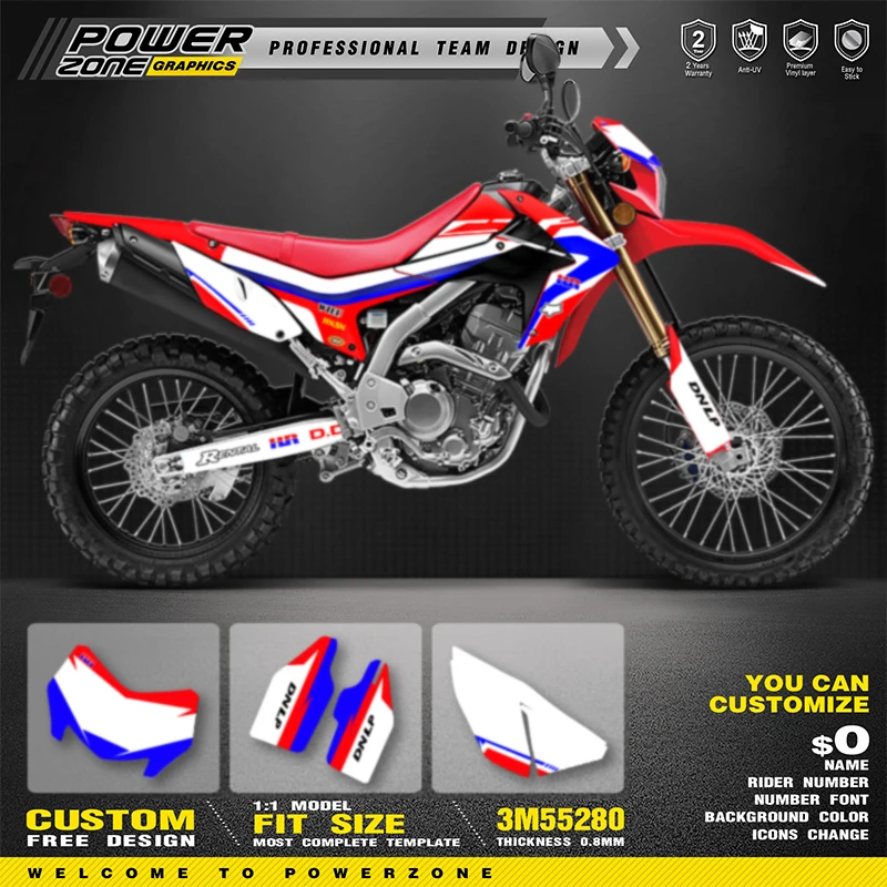 PowerZone Full Graphics Background Decals Stickers Kit For HONDA CRF250L 2020 2019 2018 2017 2016 2015- 2012 Customized 08