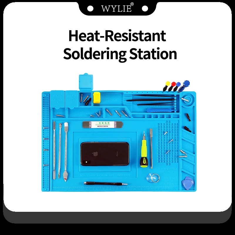 

Repair Pad Insulation Heat-Resistant Soldering Station Silicon Soldering Mat Work Pad Desk Platform for BGA Soldering Station