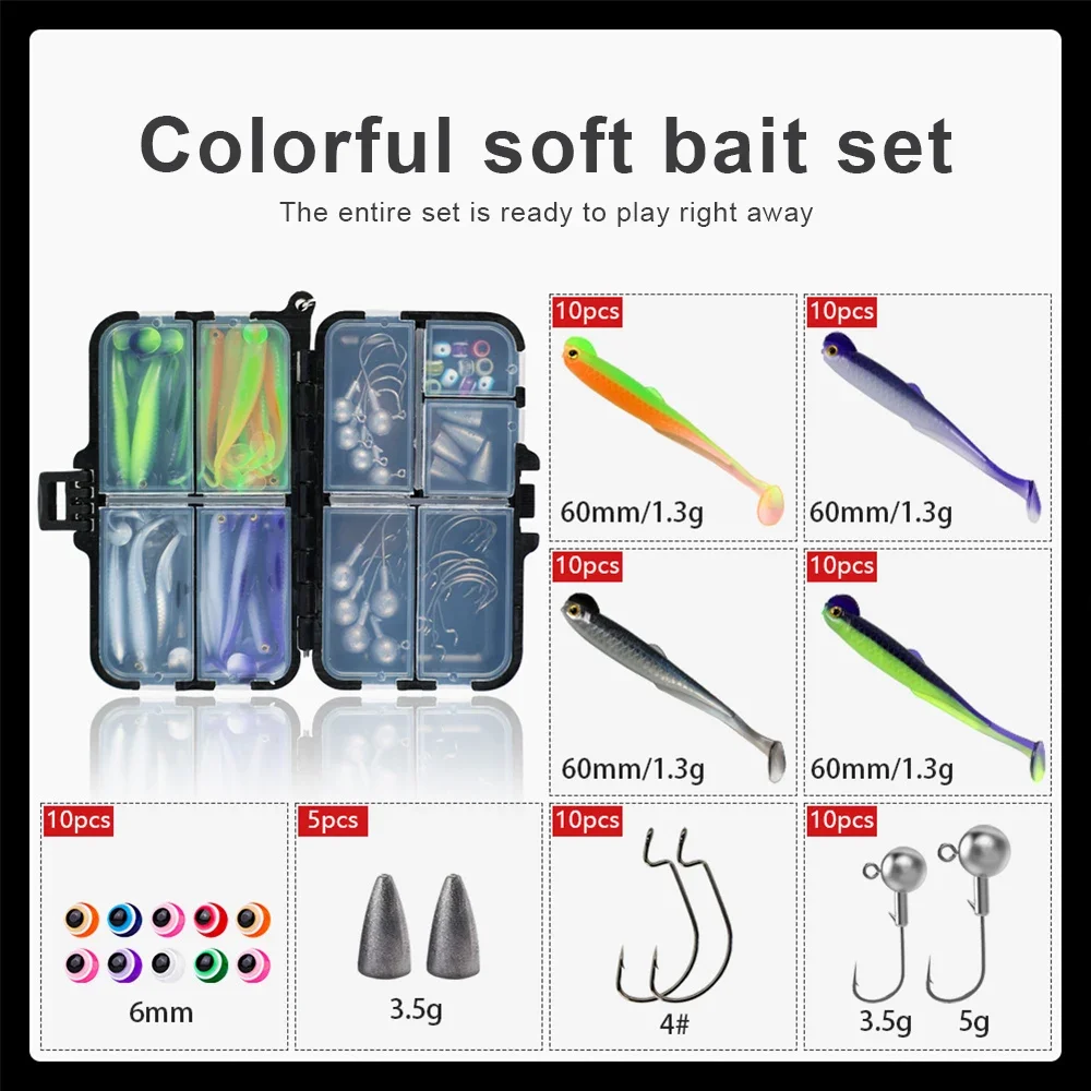 JSFUN 75pcs Silicone Lure Set - Fishing Hook Jig review and price
