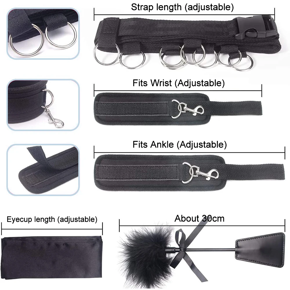 ﻿BDSM Restraints Sex Toys for Beginners Bondage Restraints Kits Fetish Bed Restraints Set Cuffs Gag Blindfold SM Adult Games 18+