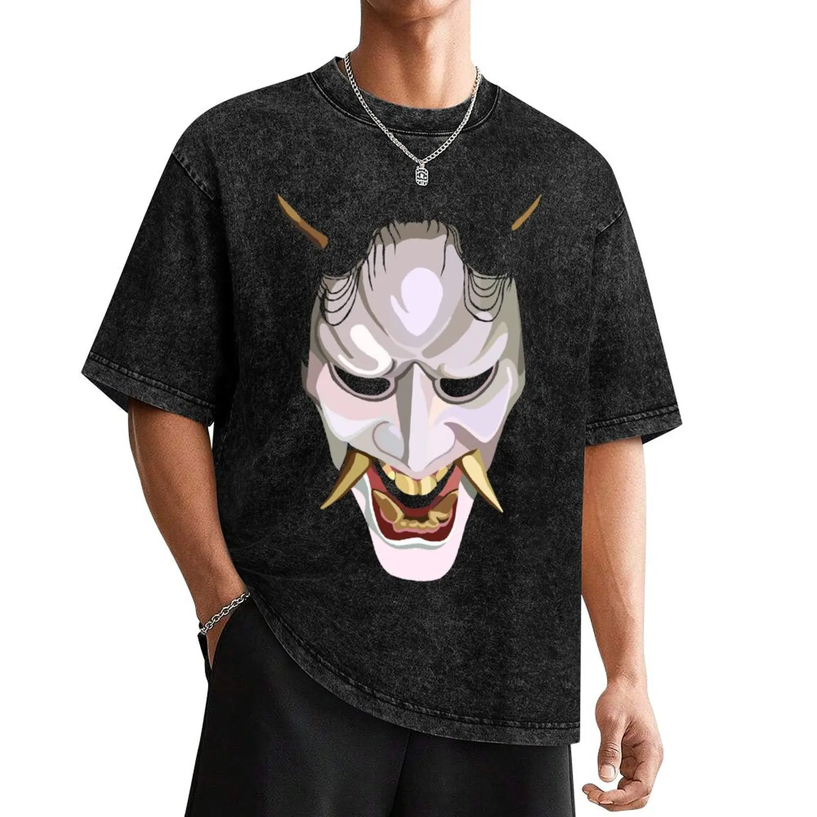 Oni Mask, Hannah Oni, Hanya Oni T-Shirt graphic tee shirt anime clothes t shirts for men cotton