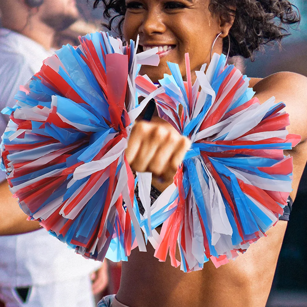 

4 Pcs Cheerleading Hand Flower Pom Poms Bright Metallic Colors Reusable PET PE Material Performance Props Gymnastics Dance