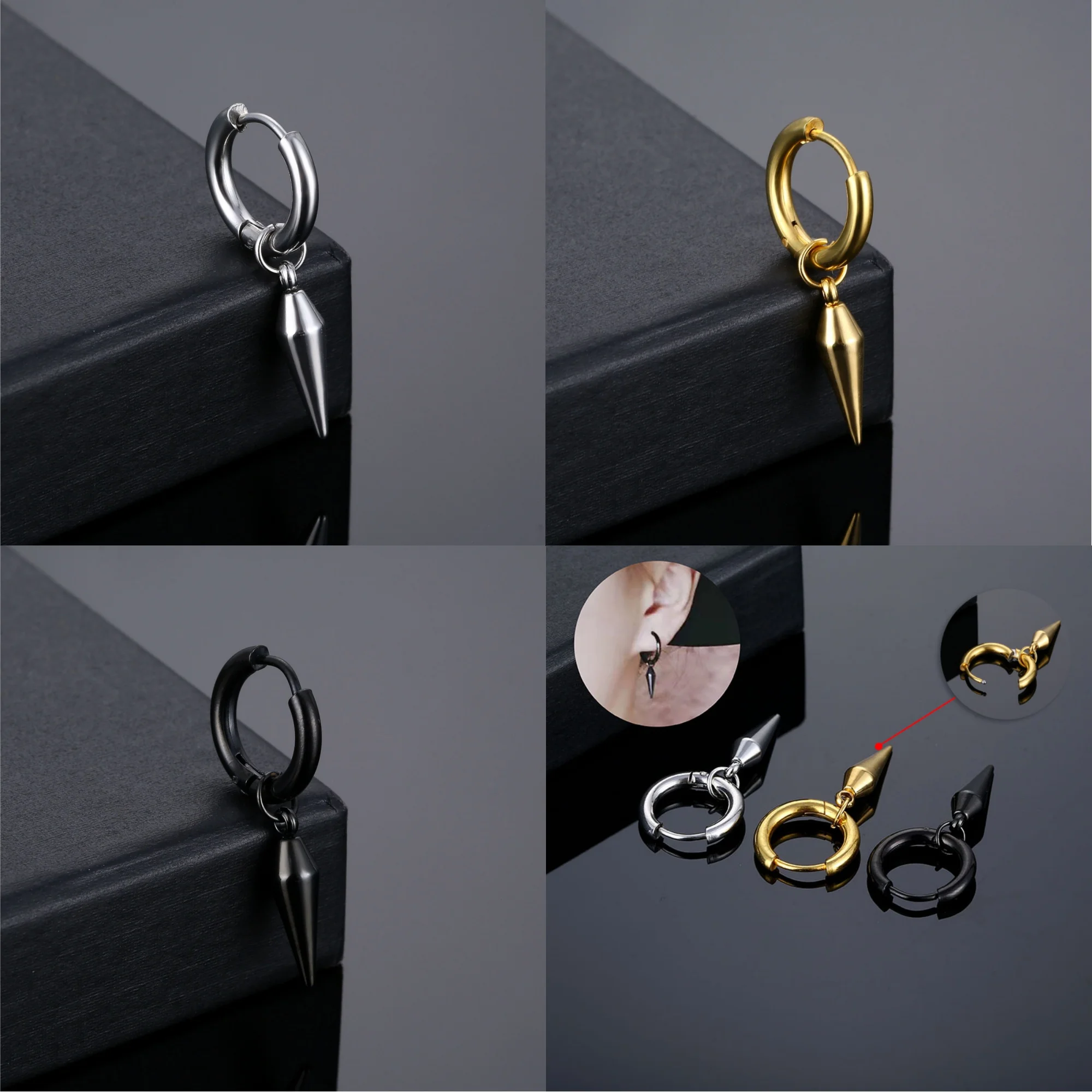 3Pair Punk Water Drop Minimalist Stainless Steel Hoop Earring Set for Man Women Modern Gift Daily Trendy Jewelry New In Accessor