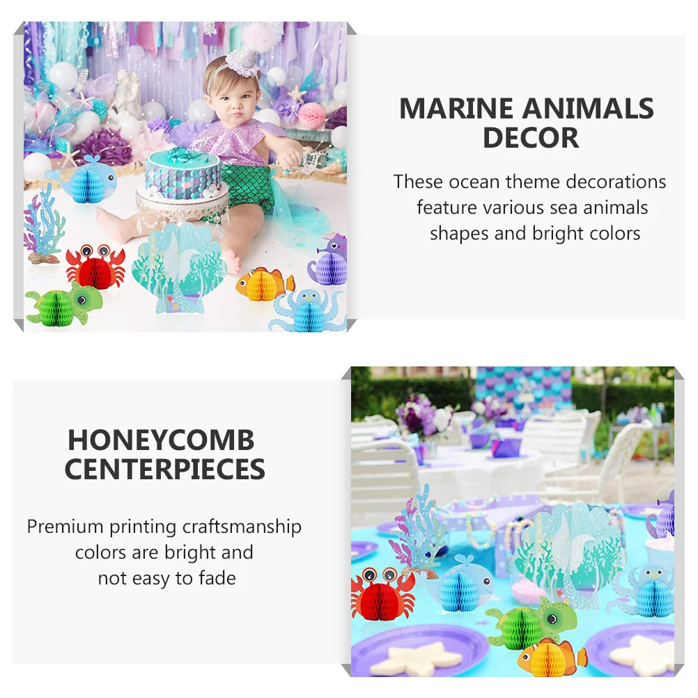

Ocean Honeycomb Centerpiece Set 8pcs Marine Animal Table Decor for Kids Birthday Party Shower Theme