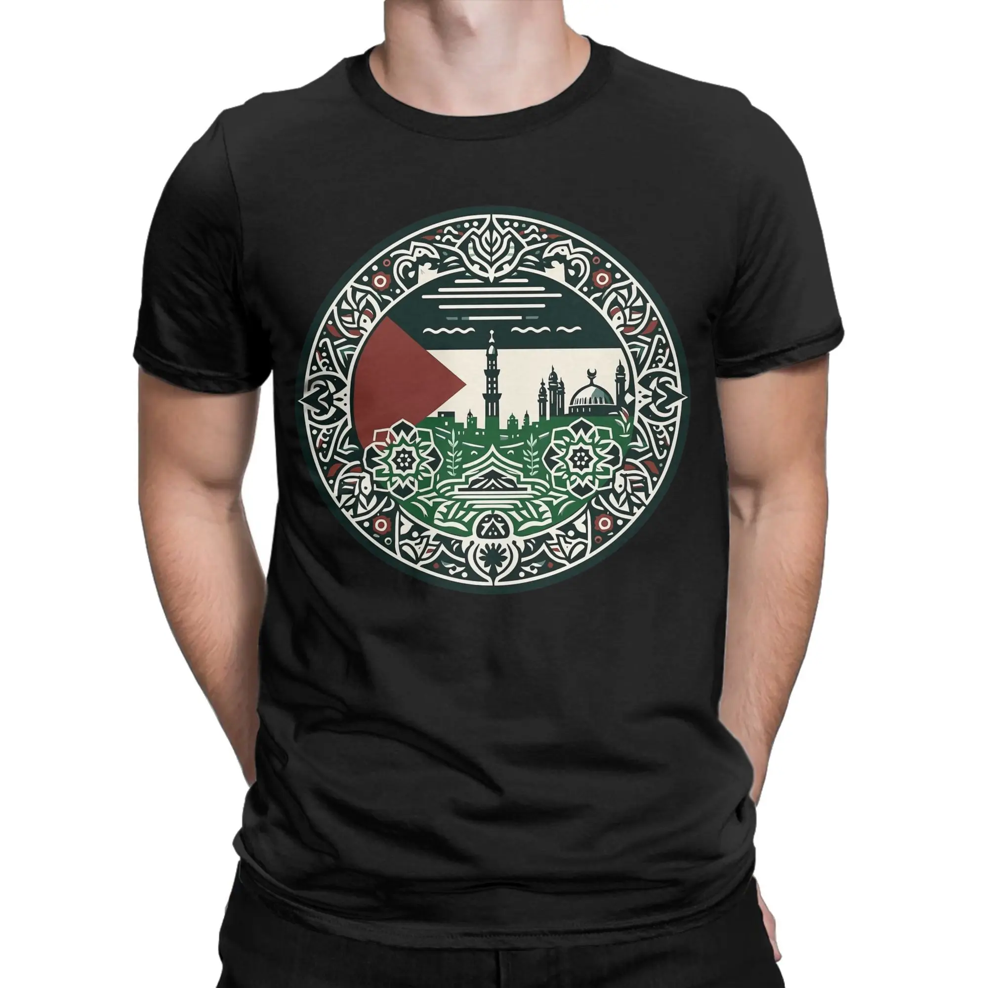 Palestine Flag Al Aqsa Al Quds Jerusalem Cotton T-Shirt For Man Summer Vintage T Shirts O Neck Harajuku Tee Shirt Plus Size Tops