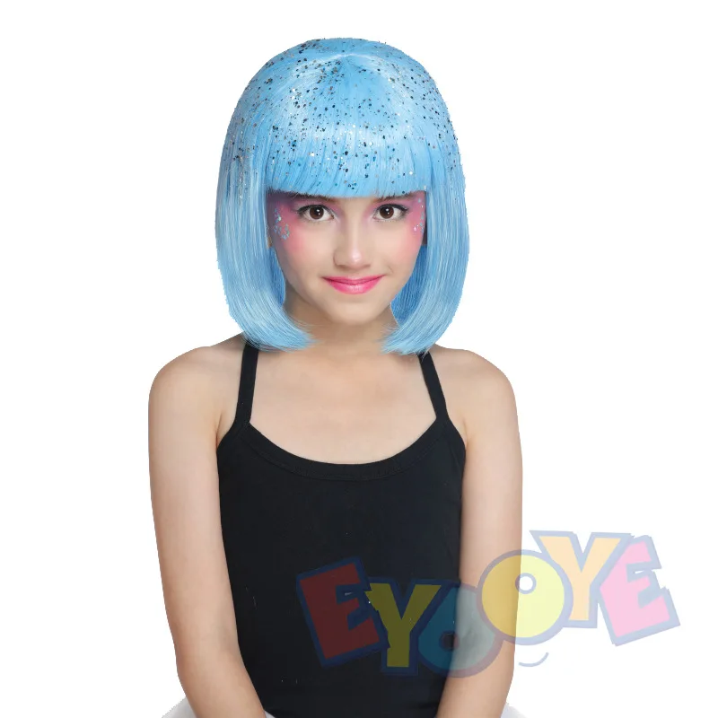 Peruca curta Bob penteado para meninas, bangs de estudante, crianças Role Play, Party Cosplay Props