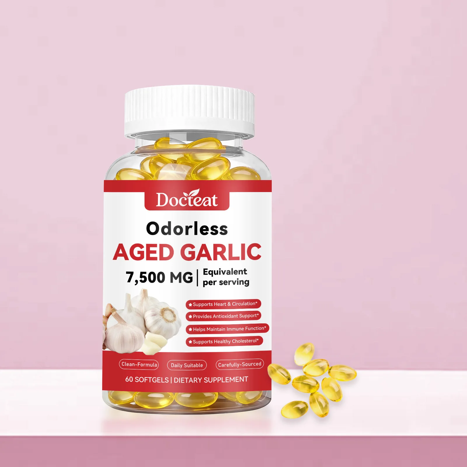 

Garlic Extract Softgel Supports Heart & Circulation Provides Antioxidant Support Helps Maintain Immune Function