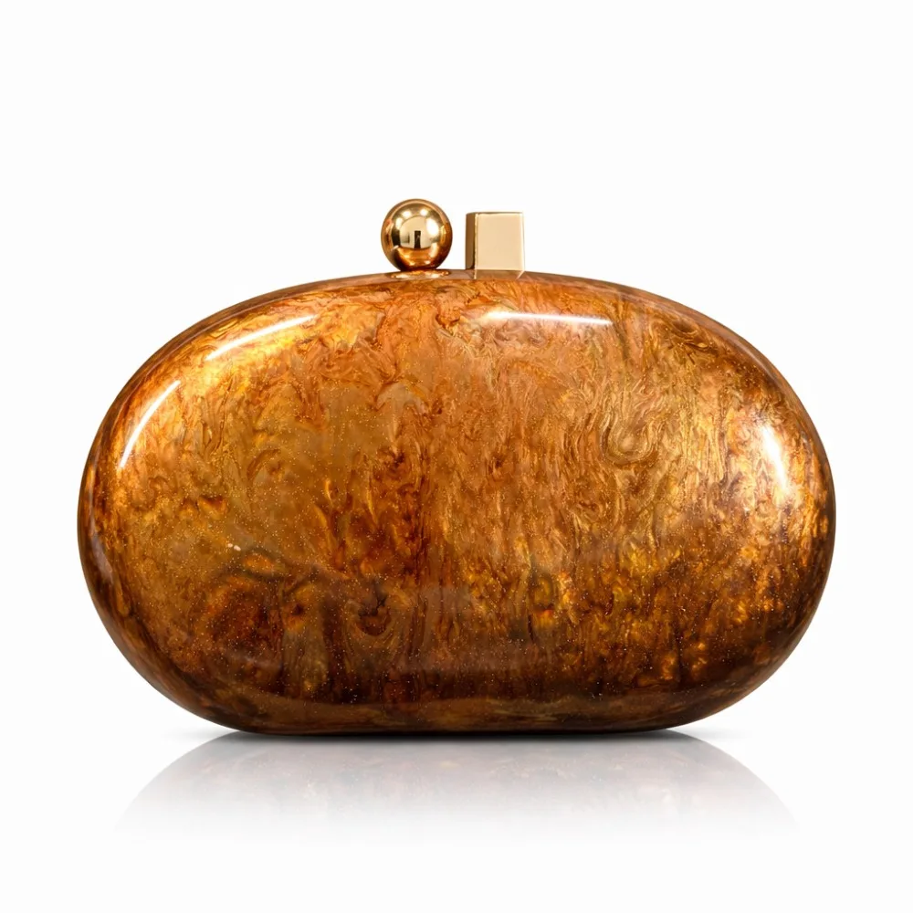 Elegant Beige Pearl Coffee Oval Acrylic Shoulder Bag Women Fashion Evening Clutch Shell Clutch Bag High Quality Women's Handbags view 6