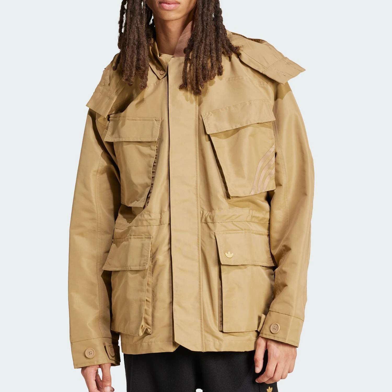 

Adidas genuine Trefoil Men's Pocket Woven Hooded Cargo Jacket IY8123