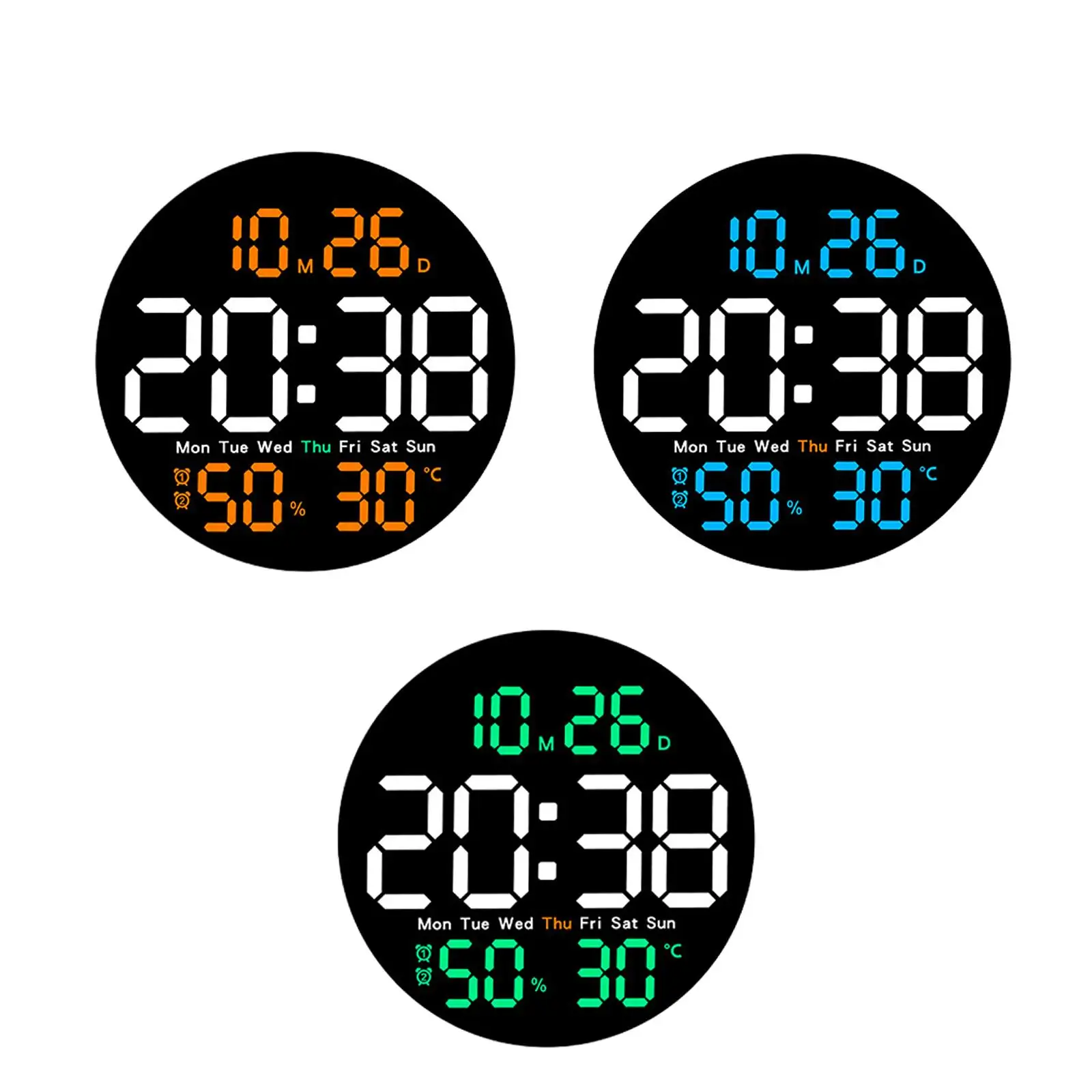 

LED Wall Clock Gift Temperature/humidity Alarm Clock for Bedside Office Home