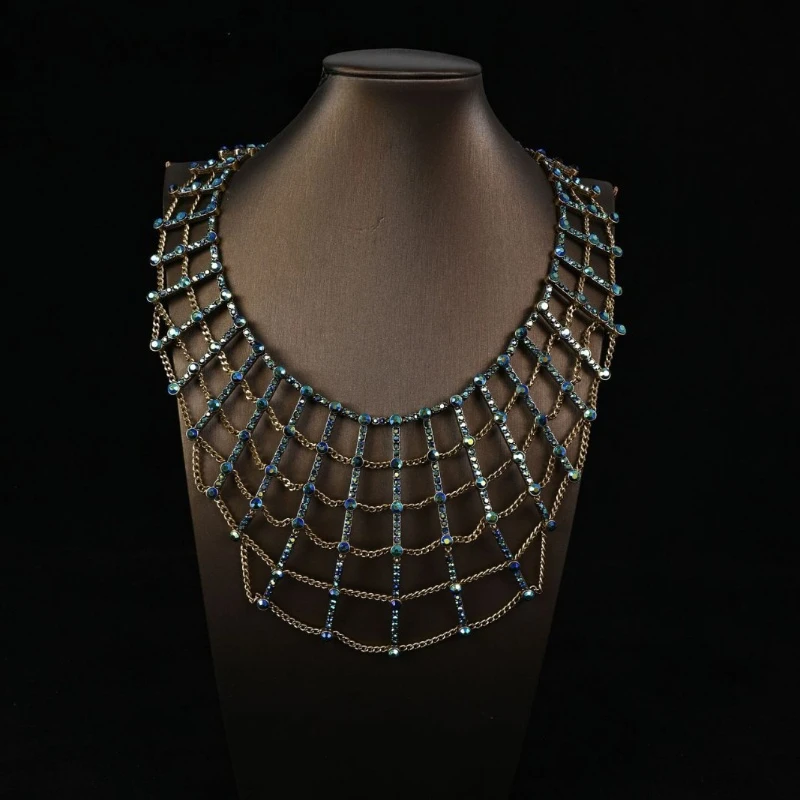 

Винтажное ожерелье, паутина, уникальный комплект ювелирных изделий, подвеска в виде кристаллов паука, готический костюм, аксессуары для вечеринки, декор для косплея