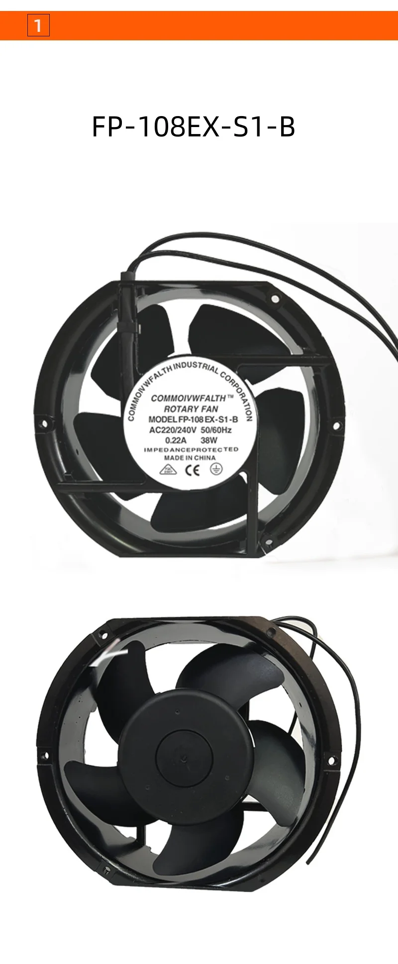 Axialventilator FP-108EX-S1-B 220 V 38 W Doppellager-Lüfter Oval 172 x 150 x 51 mm – Detail 2
