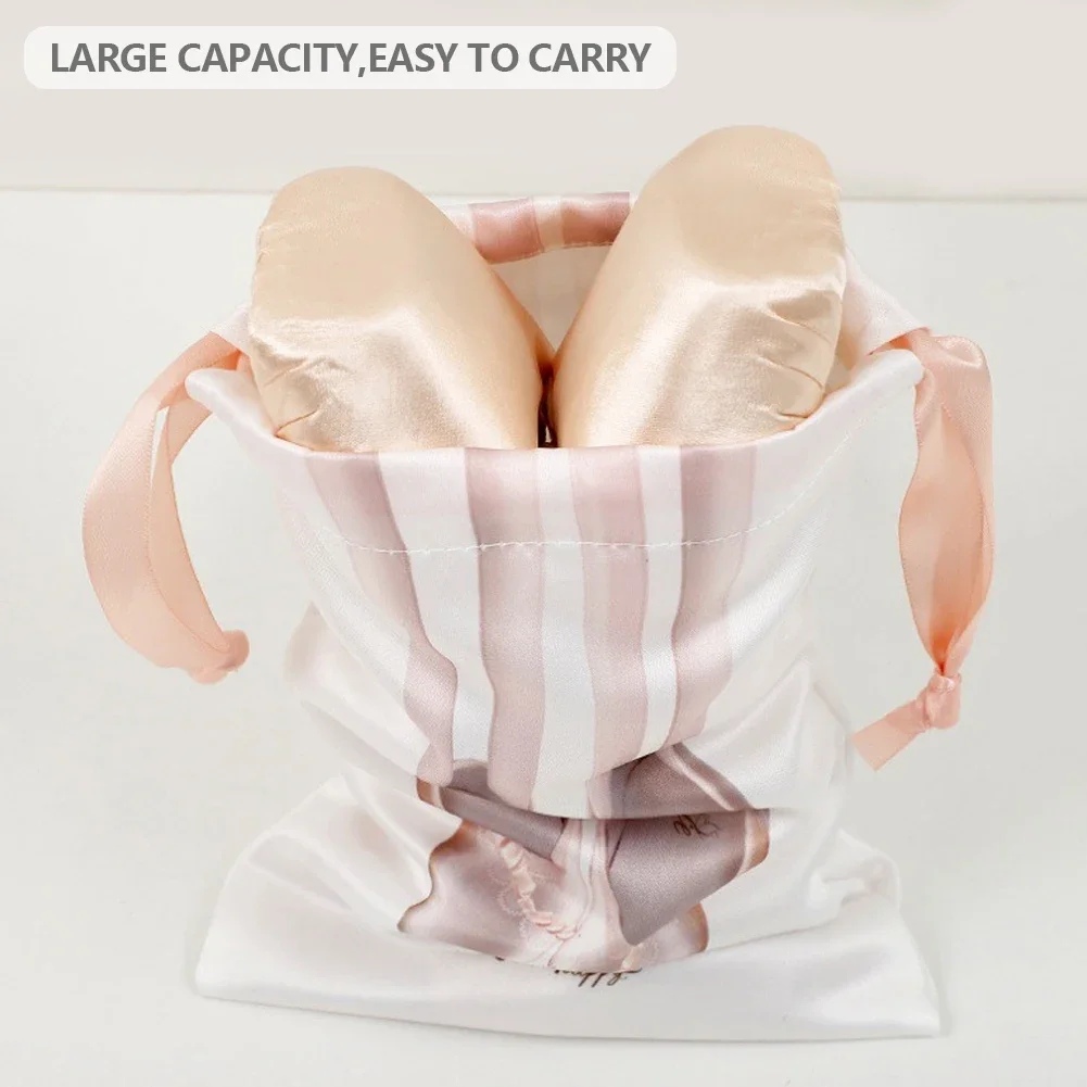 Bolsa de almacenamiento de zapatos de baile, 18x28cm, 4 colores, bolsa con cordón de satén, bolsa a prueba de polvo para zapatos de punta de Ballet, paquete organizador de Ballet, 1 ud.