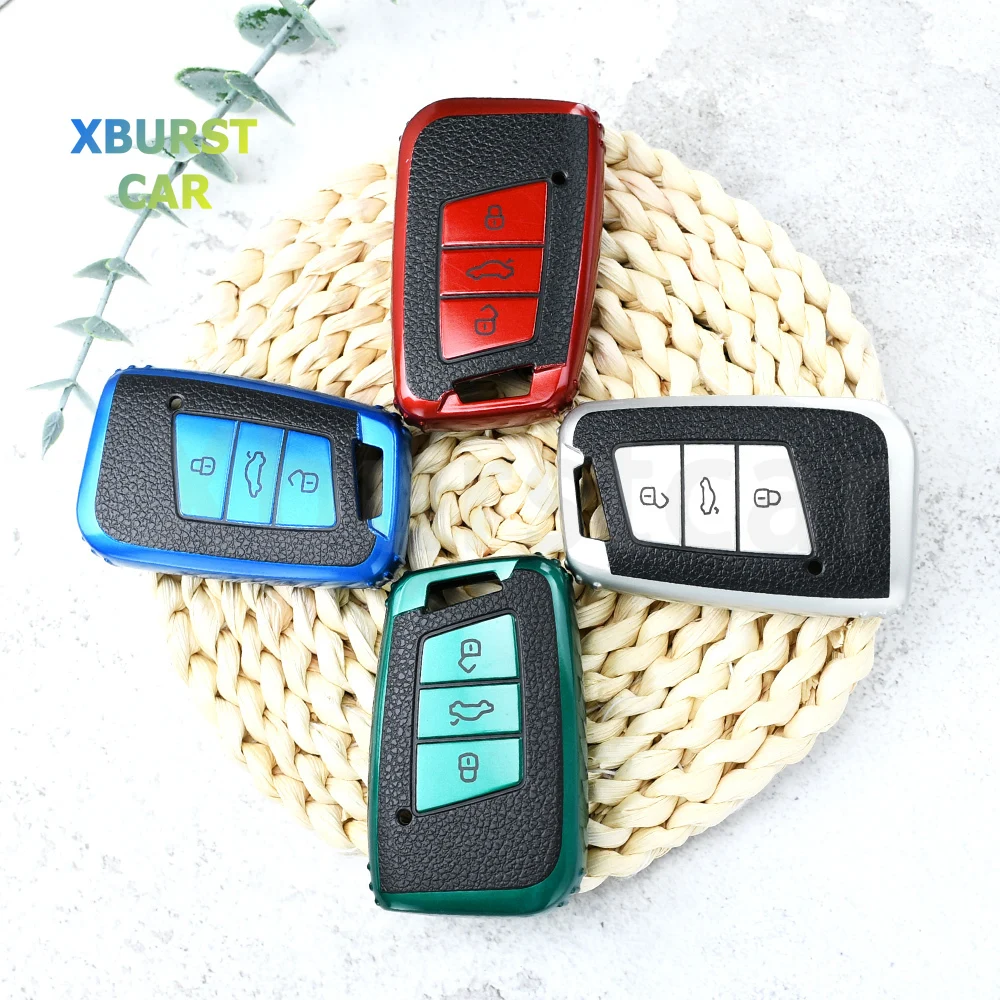 

Shell Fob For Skoda Superb A7 Kodiaq Seat for VW Volkswagen Passat B8 Magotan TPU Leather Car Remote Key Case Cover Accessories