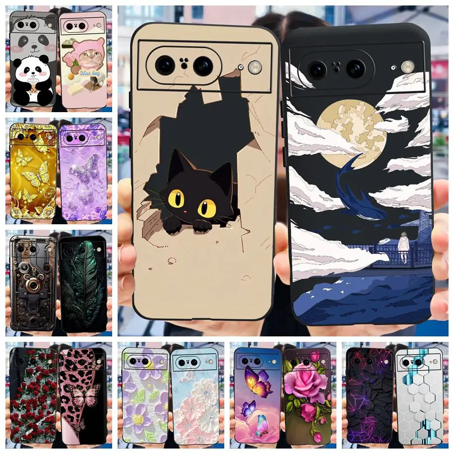 For Google Pixel 8 Case Cute Cartoon Shockproof Silicone Soft TPU Back Cover For Google Pixel 8 Pro 8A Pixel8 Pixel8A 8Pro Funda