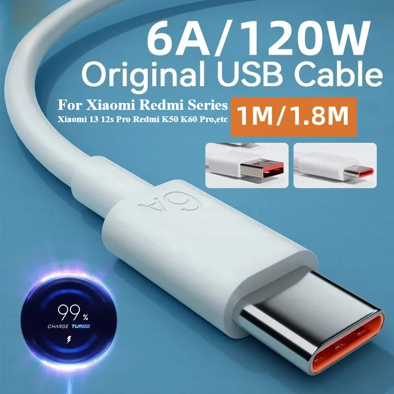 الأصلي 120 واط USB توربو كابل شحن سريع ل Xiaomi mi 15 14 13 12 11 6A 67 واط نوع C كابل Redmi ملاحظة 10 9 8 7 برو K70 Poco X6