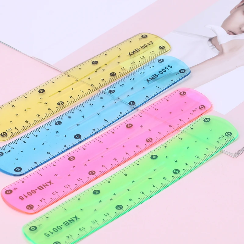 Regla de 15cm suave, material de papelería creativo, Flexible, multicolor, material escolar, 1 ud.