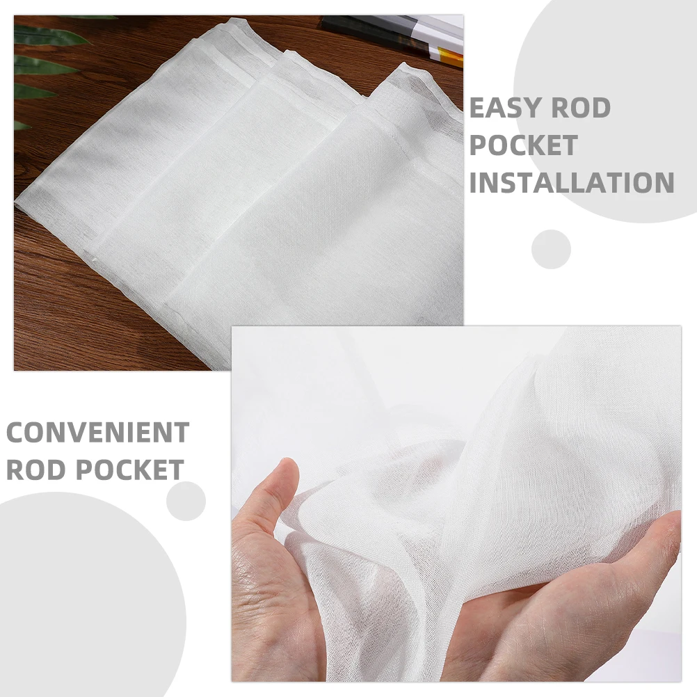 1pcs White Sheer Curtain Balcony Curtains Light Filtering Home Living Room Bedroom SemiTransparent Design Easy Rod Pocket