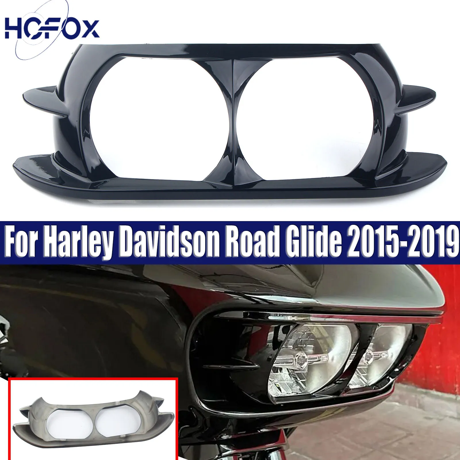 

For Harley Davidson Road Glide 2015-2019 Motorcycle Headlight Cover Fairing Dual Bezel