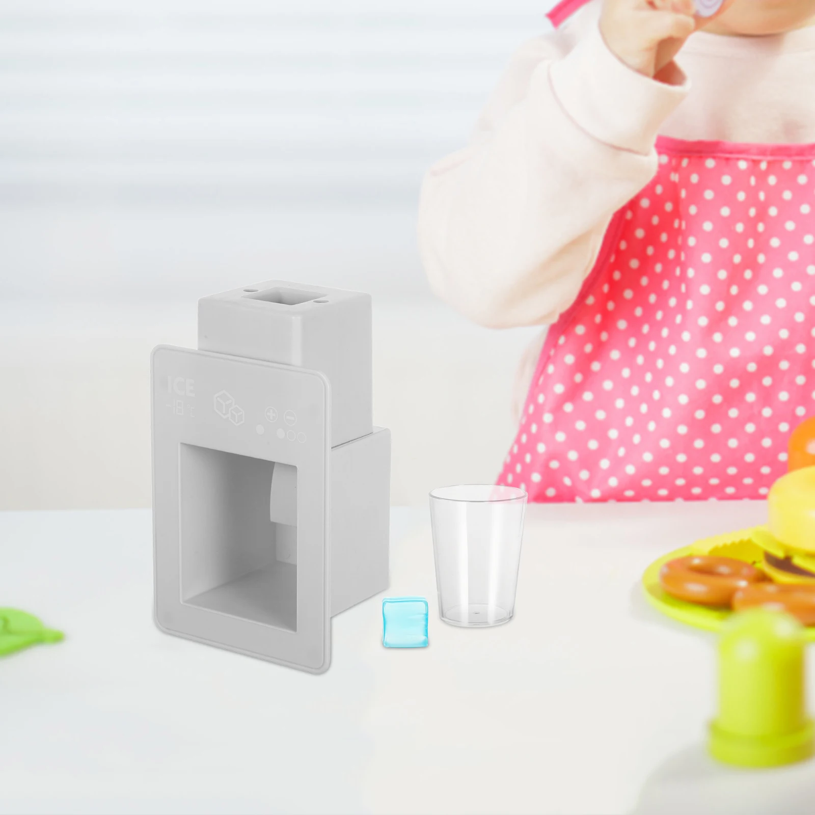

Kitchen Appliances Children's Toys Dollhouse Accessories Wooden Playset Simulation Ice Maker White Cup