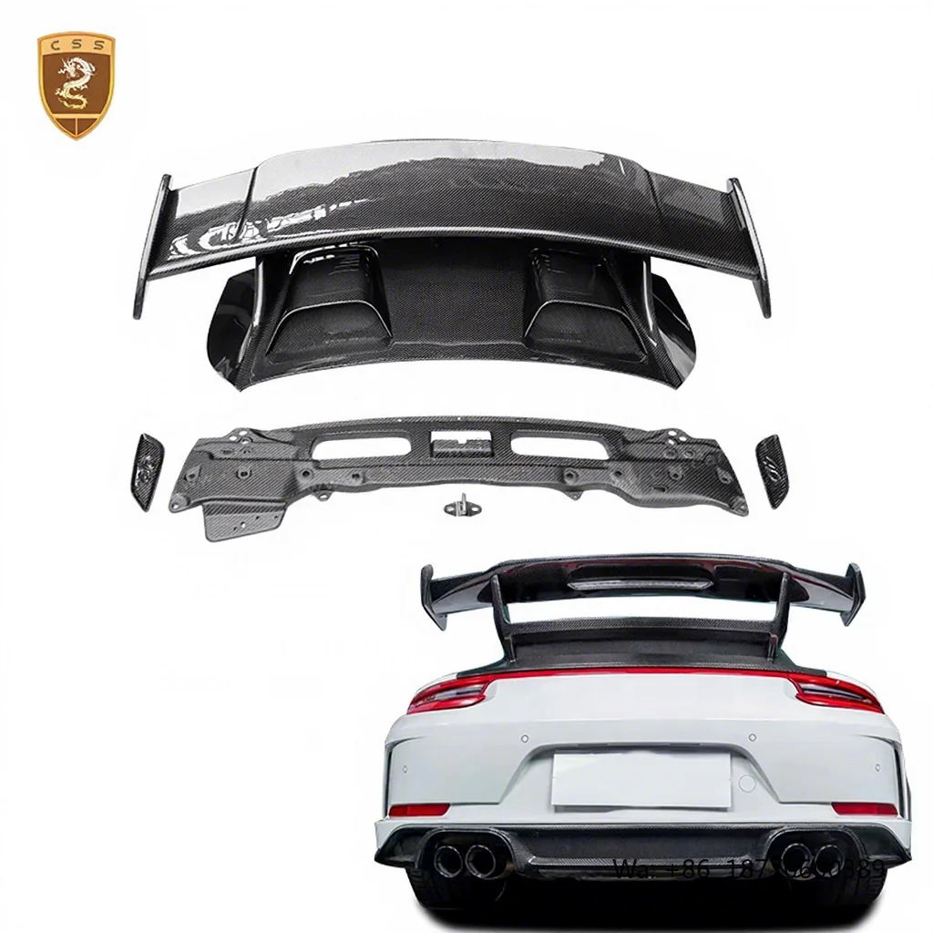 Dry Carbon Fiber GT3 Style Car Rear Wing for Porsche 911 991.2 Spoiler Assembly Kit