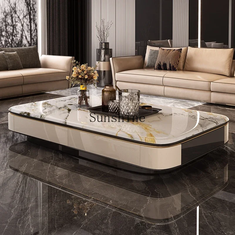 Light luxury microcrystalline stone minimalist living room household large apartment high tea table       FT