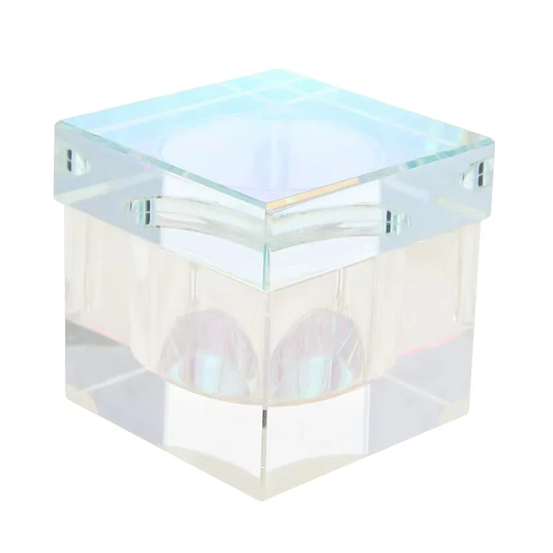 Nail Art Crystal Glass Dappen Dish Cup with Lid Square Nail Liquid for Monomer Liquid Powder Holder Container Manicure Tools