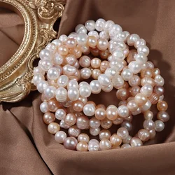 Luxury Natural Pearl Bracelets Jewelry for Women Big Real Irregular Baroque Pearl Elastic Bracelets Friendship Wedding Jewelry