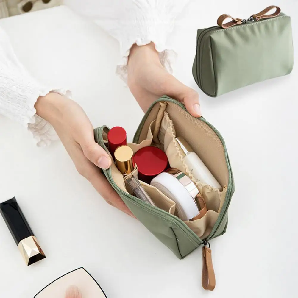 Small Cosmetic Pouch Travel Makeup Bag with Double Zipper Closure Portable Cosmetic Storage Organizer Toiletry Bag for Vacation