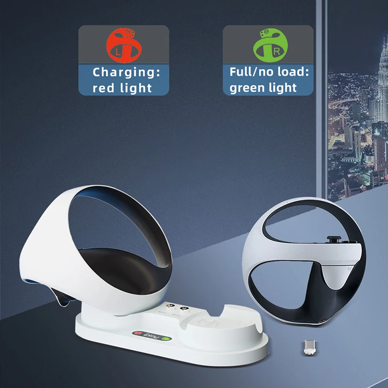 Fast Charging Station for PS VR2 Sense Controller with LED Indicator, 4 Type-C Magnetic Interface, Type-C Charging Cable
