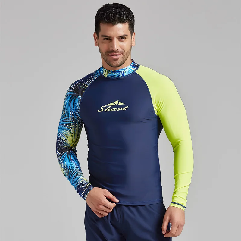 SBART UV Protection Rashguard Men Long Sleeve Swimsuit Mens Swim Rash Guard Quick Dry Surf Driving T Shirt for Swimming Clothes