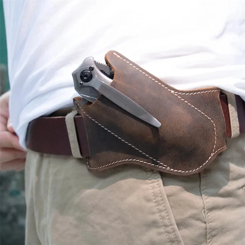 

Genuine Leather EDC Sheath Waist Carrier Belt Flashlight Pocket Survival Storage Bag Outdoor Hunting Tools Gadget Accessory