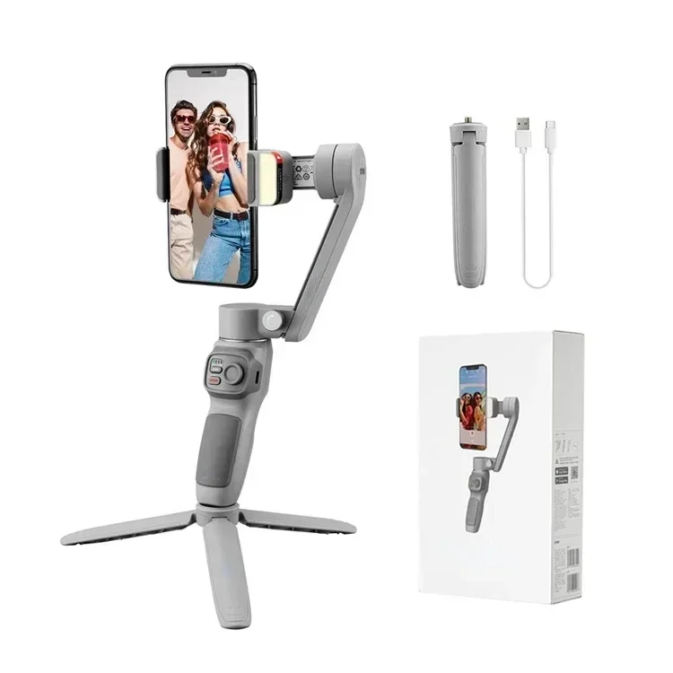 Gimbal Stabilizer for Smartphone Android Cell Phone i*Phone Handheld Gimble Stick w/Tripod Stand LED Fill Light