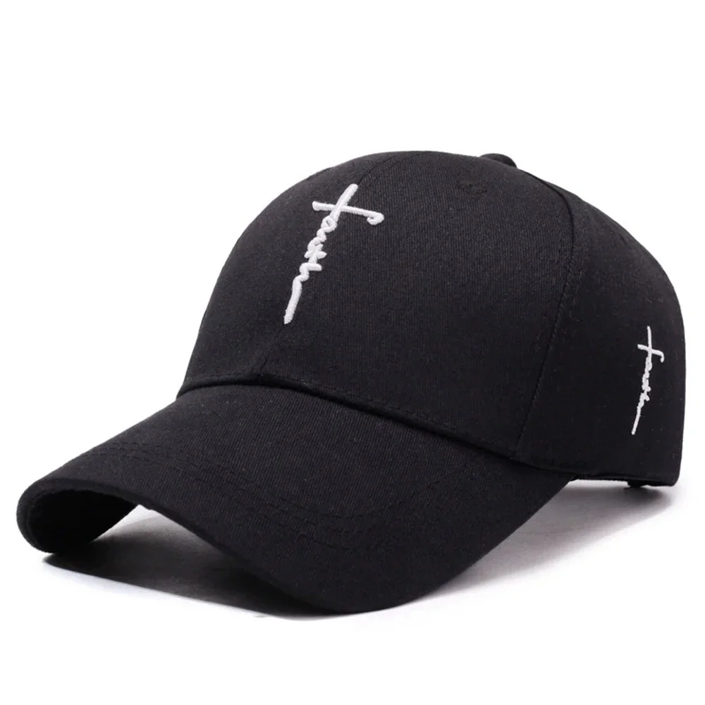Casual Baseball Cap with English Cross Embroidery Adjustable Hat for Men Women Teens