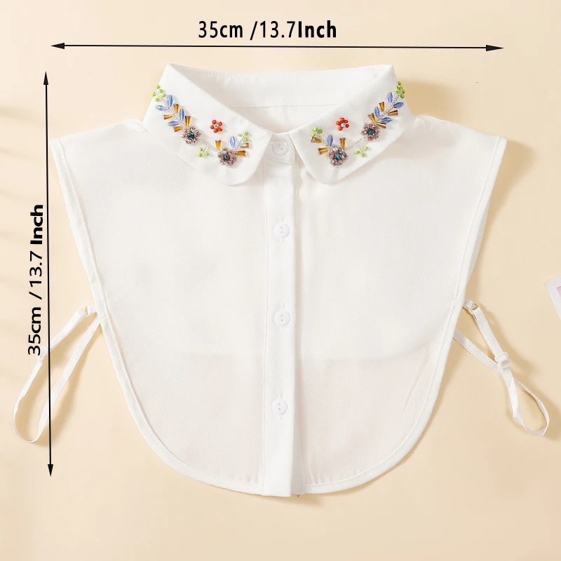 المرأة اليدوية مسمار ملون حبة جولة الرقبة الشيفون وهمية طوق، عصرية ومتعددة الاستخدامات الزخرفية نصف قميص نمط طوق #4