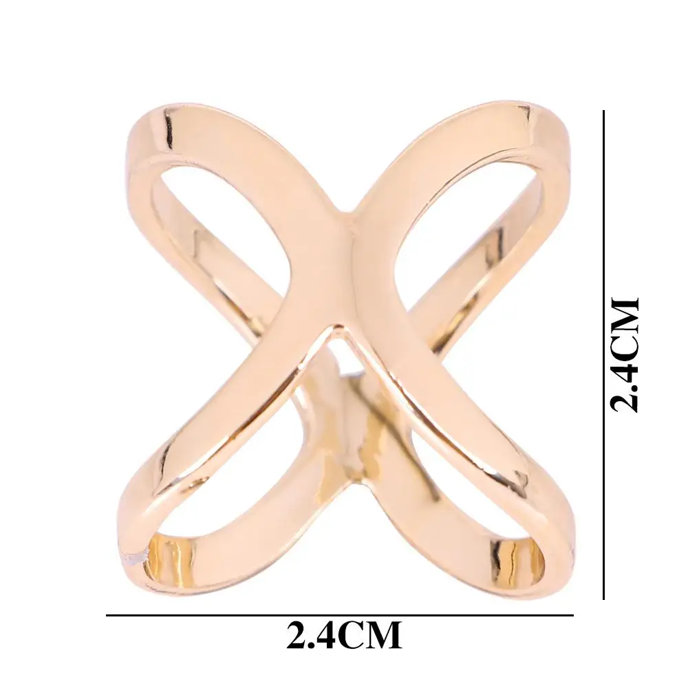 New Multipurpose Cross Hollow Simple Three Ring Scarf Button X-shaped Gold Silver Color Scarf Square Scarf Cape Button