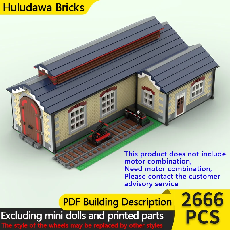 

Модель City Street View MOC, строительные кирпичи, сарай для двигателя поезда, модульная технология, детские праздничные подарки, сборные игрушки, костюм